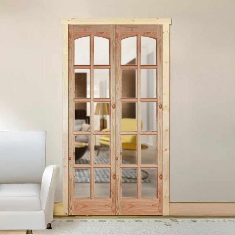 GENERICO - Mampara Madera pino oregón 50x200 cm 10 vidrios Natural