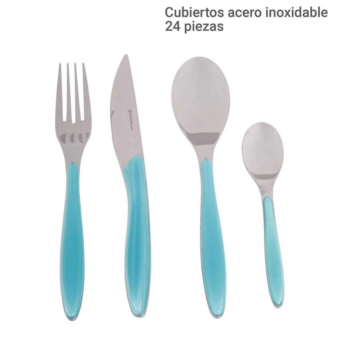 JUST HOME COLLECTION - Juego de cubiertos acero inoxidable 24 piezas esmeralda