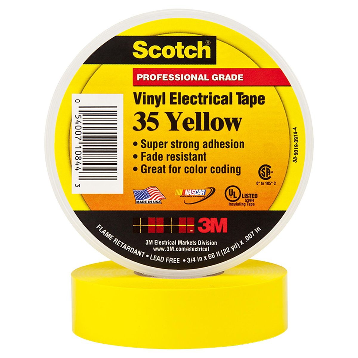 3M - Cinta Aisladora Eléctrica 19 mm 20 m Amarillo