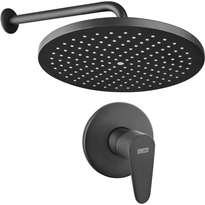 STRETTO - Monomando ducha empotrada 8" Dessin negro mate
