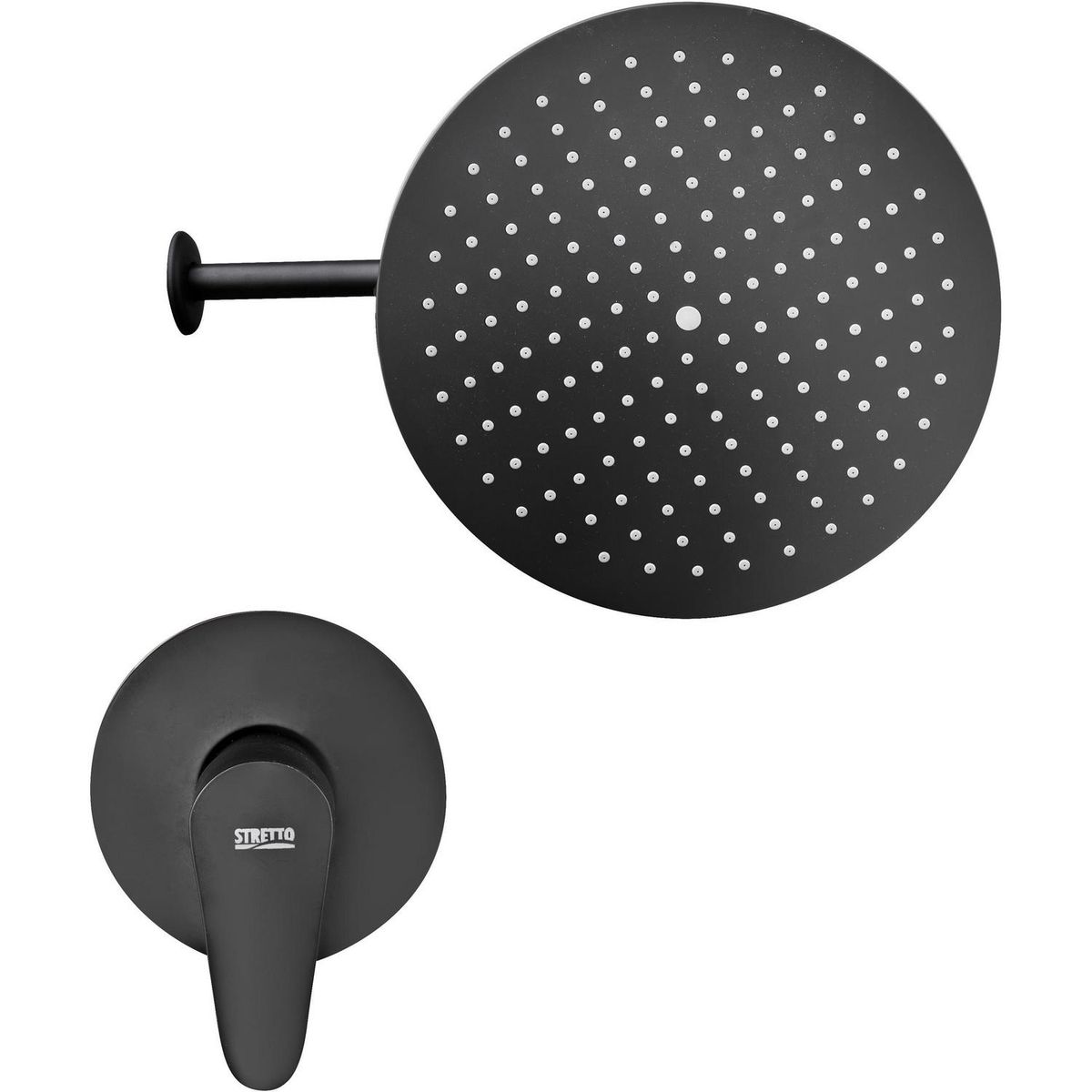 STRETTO - Monomando Ducha Empotrada 8" Dessin Dessin Negro Mate