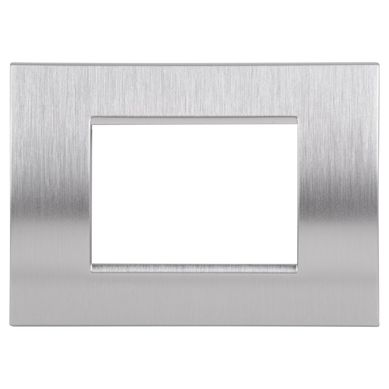 Placa rectangular 3 mdulos Gris Acero Cepillado