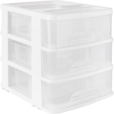 Mini gavetero resina 21x25,5x24,5 cm 3 cajones blanco