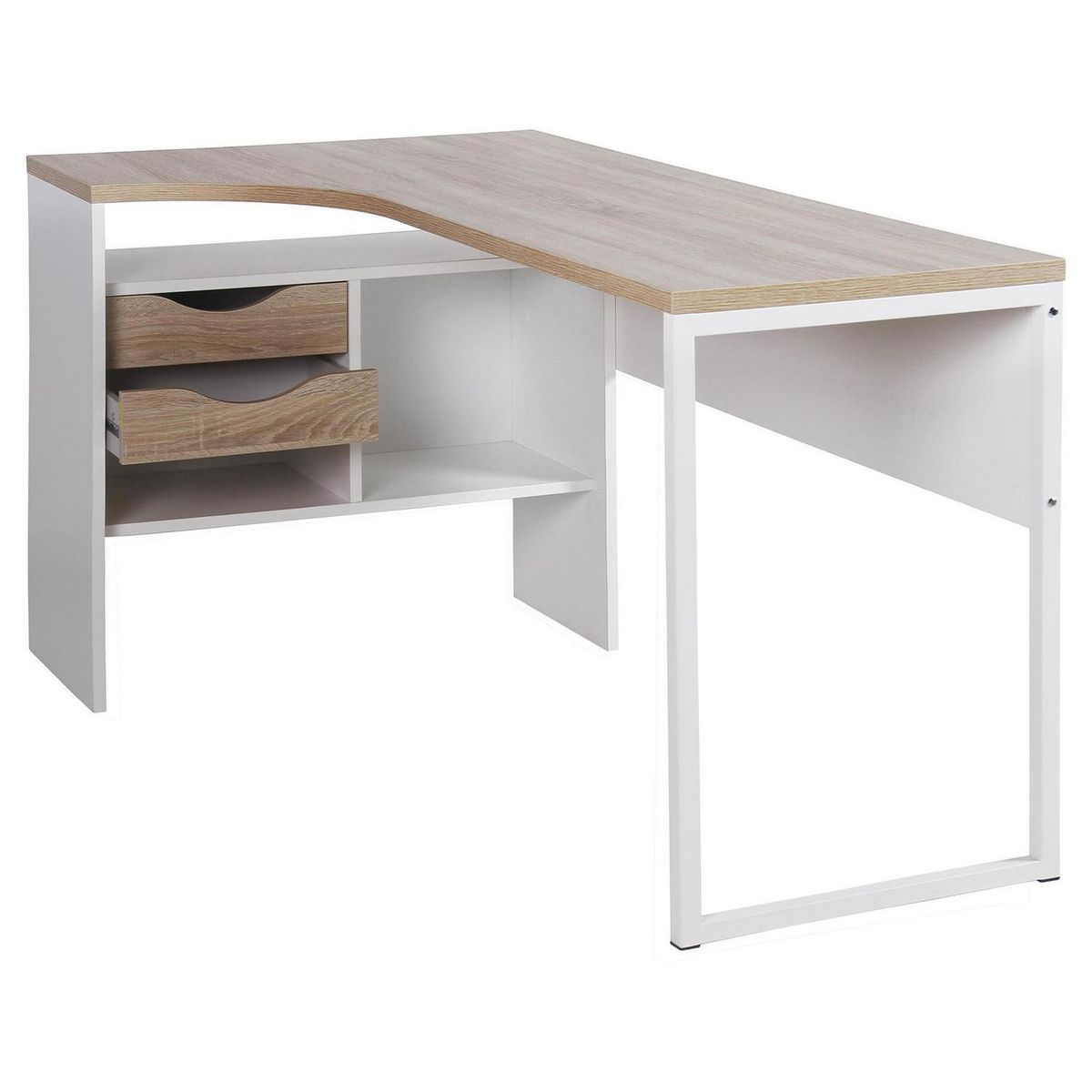 TVILUM - Escritorio en L Esquinero Function Blanco 145x77x81 cm