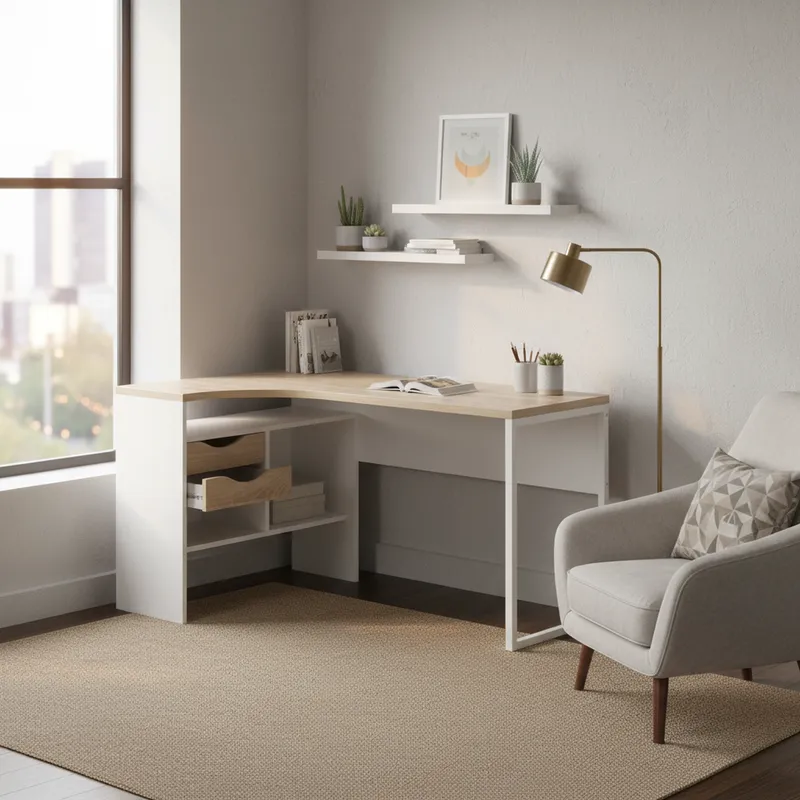 TVILUM - Escritorio en L Esquinero Function Blanco 145x77x81 cm