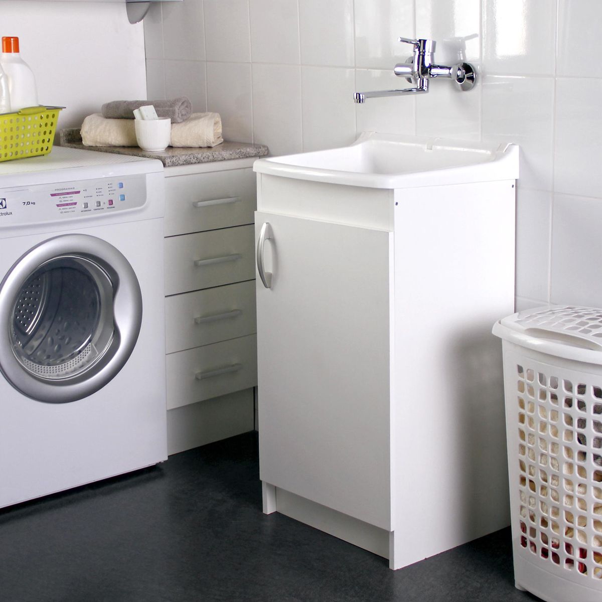 SOGA - Lavarropa Forma Rectangular Plástico 21x40x44 cm blanco