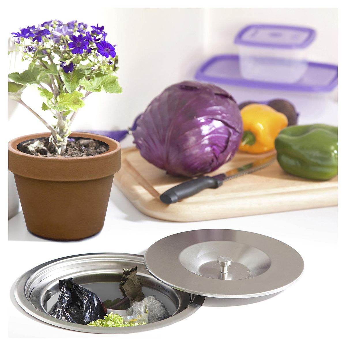 HBT - Basurero 8 Litros Acero Inoxidable Gris