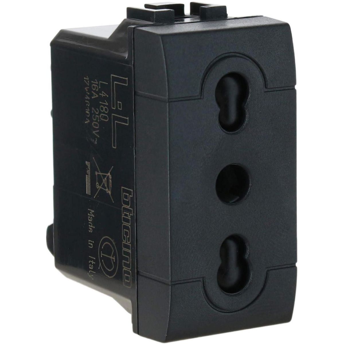 BTICINO - Tomacorriente 2P + T 10/16A Antracita