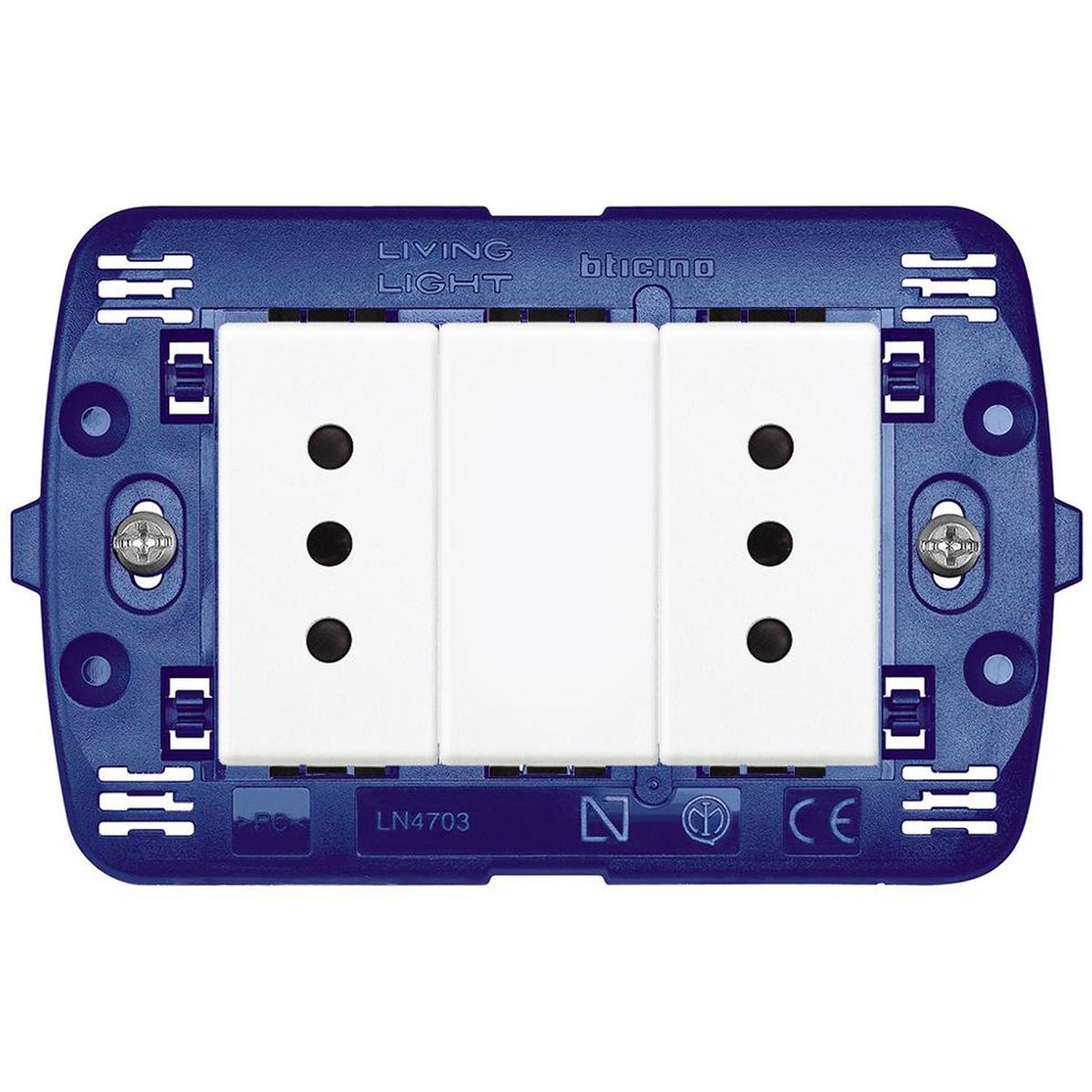 BTICINO - Tomacorriente doble semi armado 10 A blanco