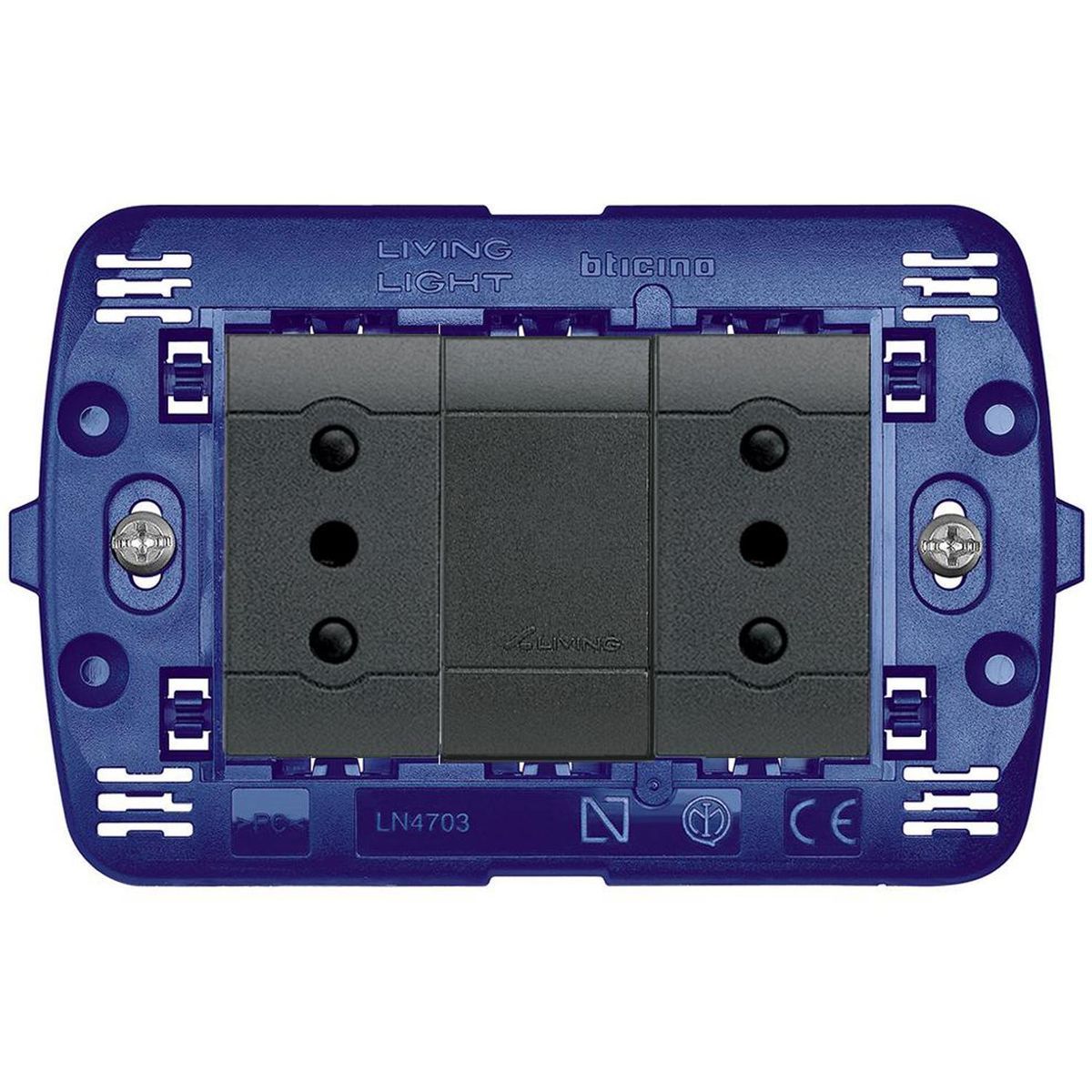 BTICINO - Tomacorriente Doble 10A Antracita