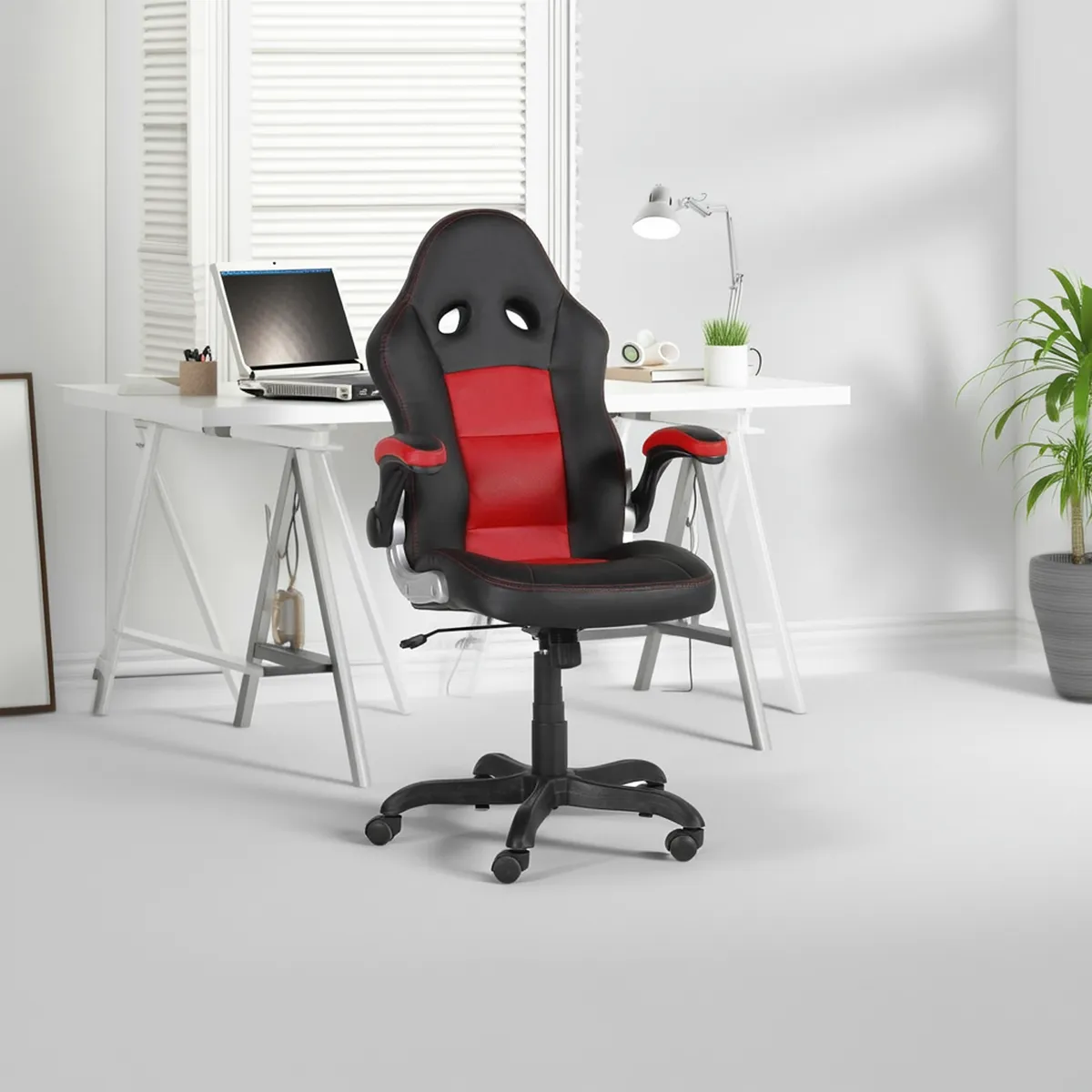 JUST HOME COLLECTION - Silla Gamer Escritorio Sienna Negro/Rojo