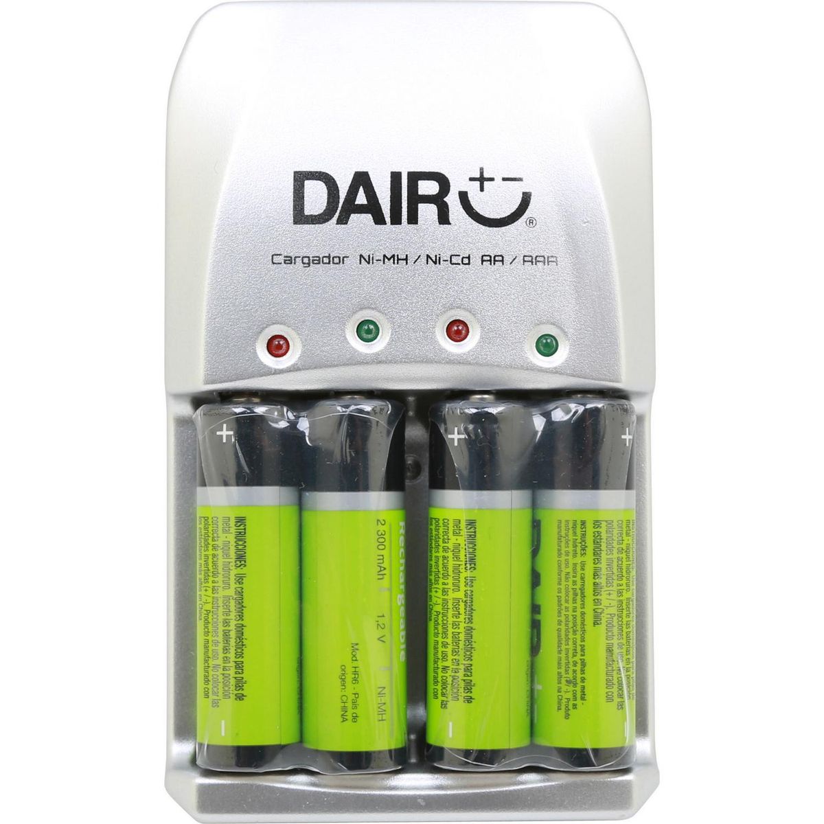 DAIRU - Pack de cargador 4 pilas AAA/AA + 4 pilas AA recargables