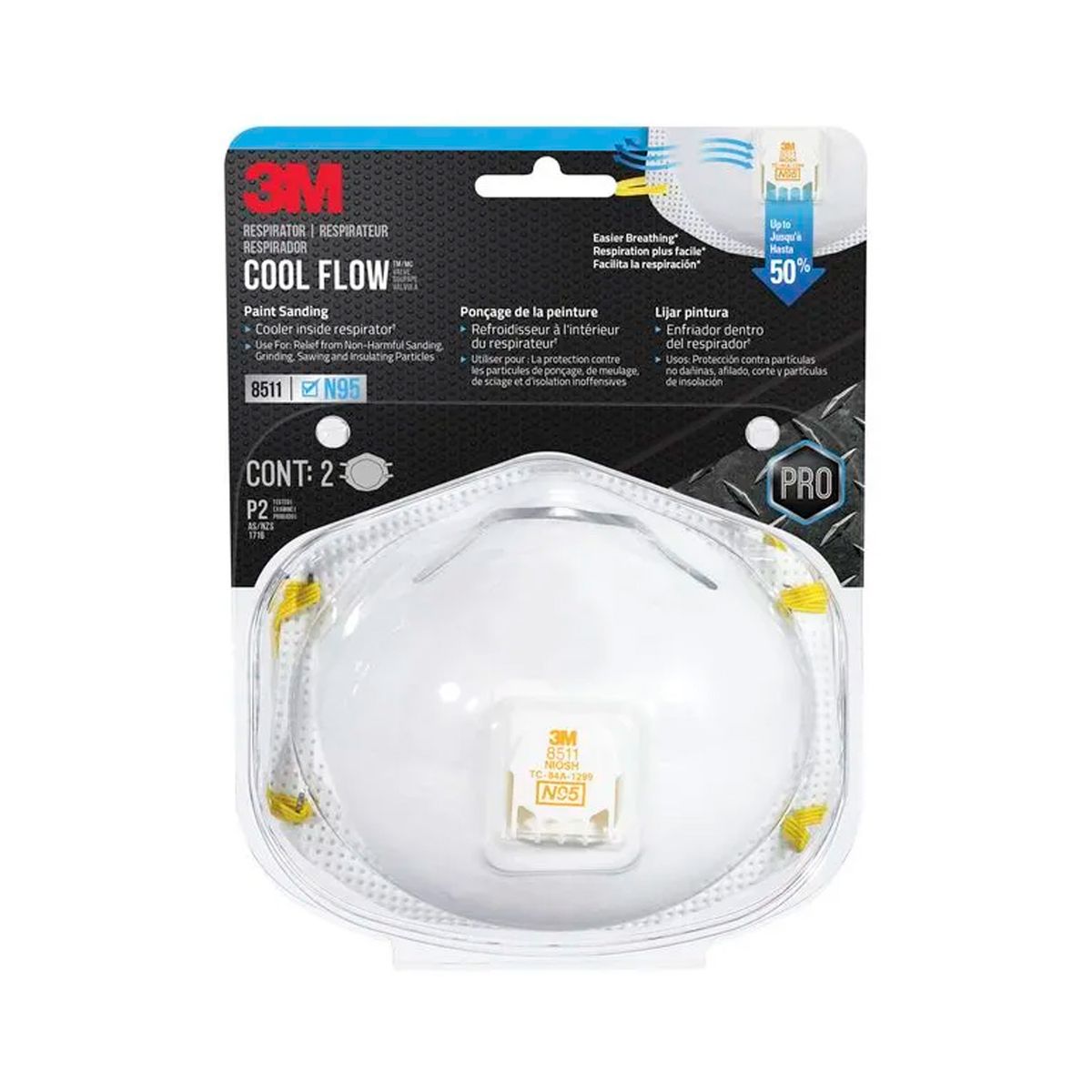 3M - Respirador N95 3M con válvula Cool Flow 8511 2 unidades