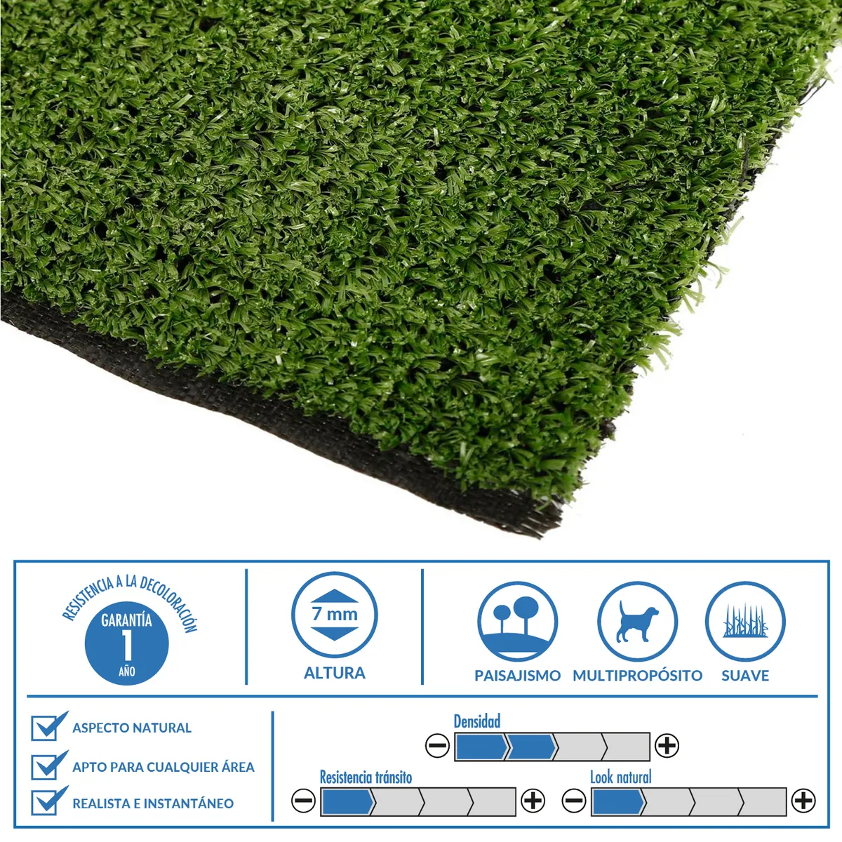 JUST HOME COLLECTION - Pasto Sintético 7 mm 1x1 m