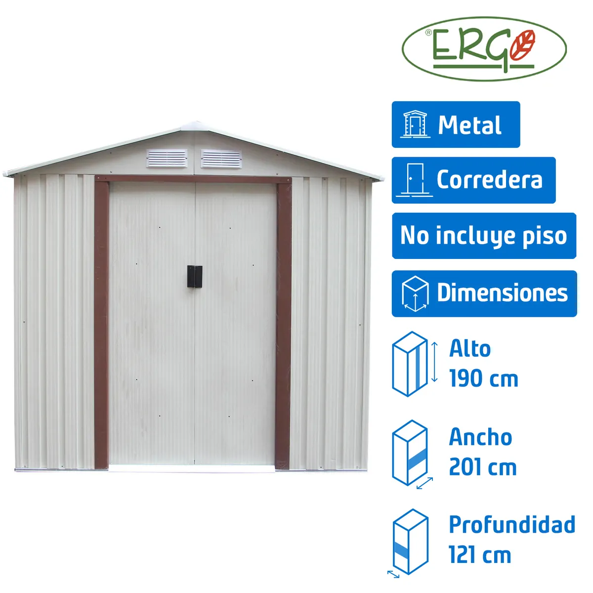 ERGO - Bodega de jardín 201x121x190 cm