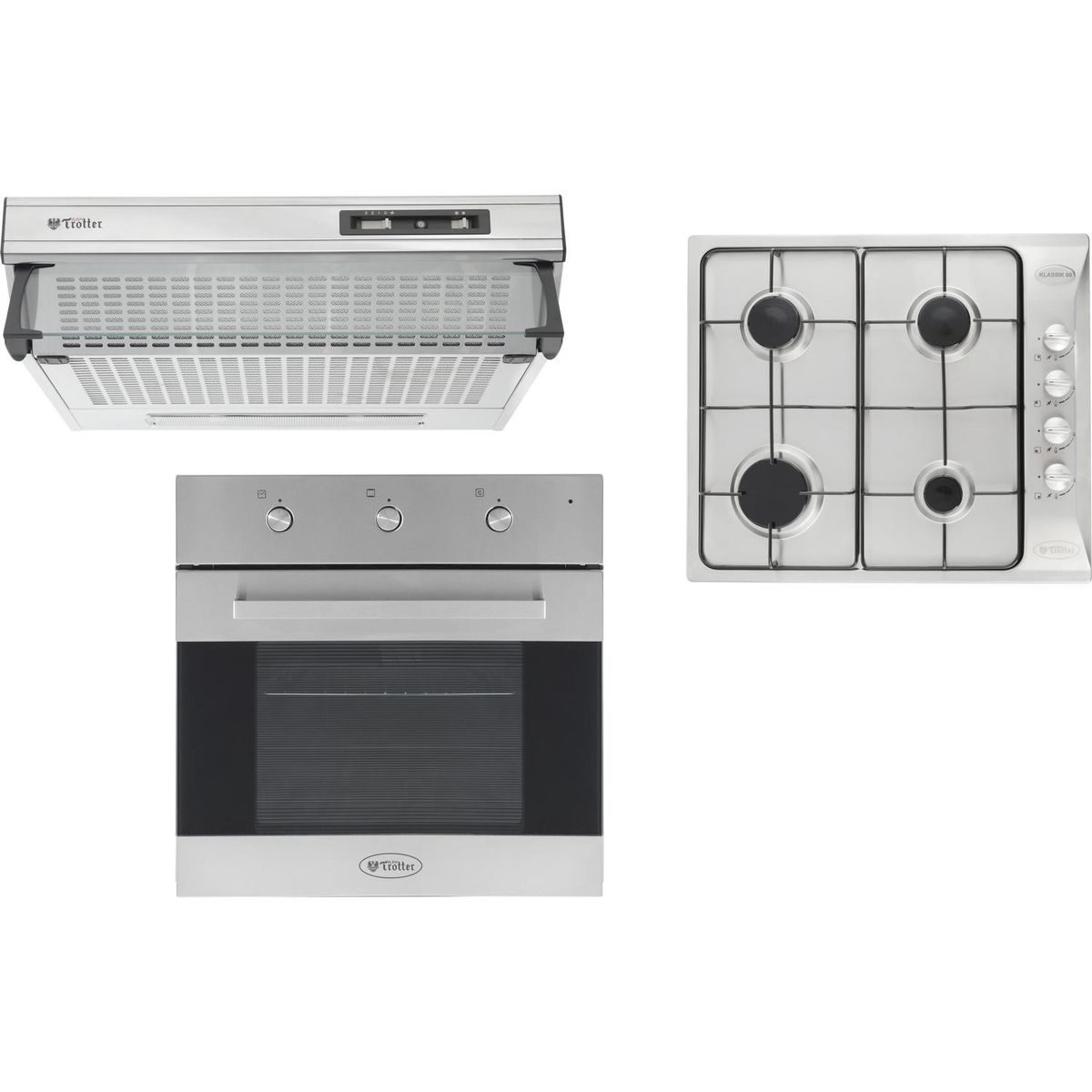 ALBIN TROTTER - Combo encimera 4 quemadores + horno + campana 2500 W gas licuado.