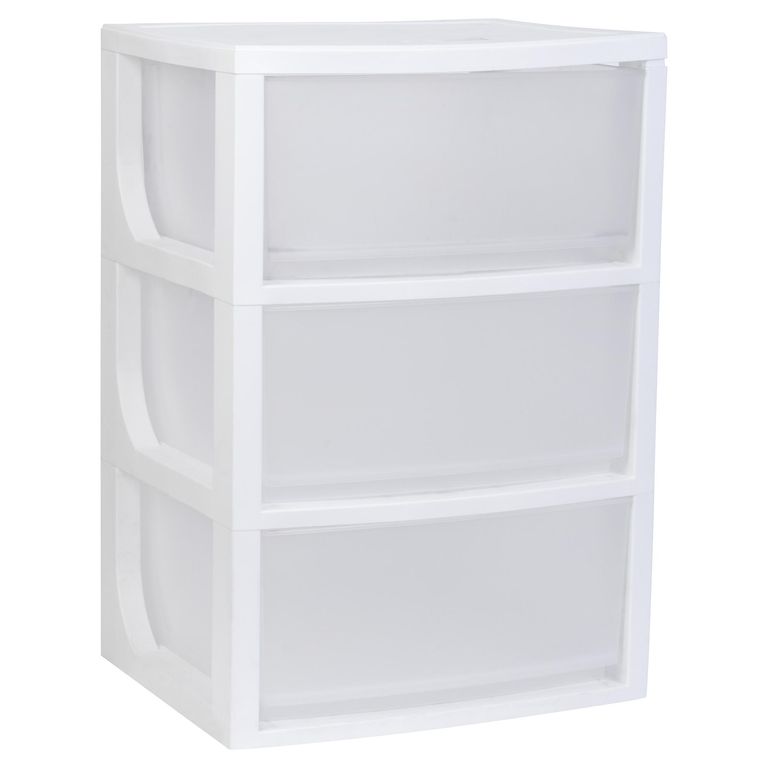 Cajonera 3 Cajón(es) Modular 39x71x46 cm Blanco/Transparente