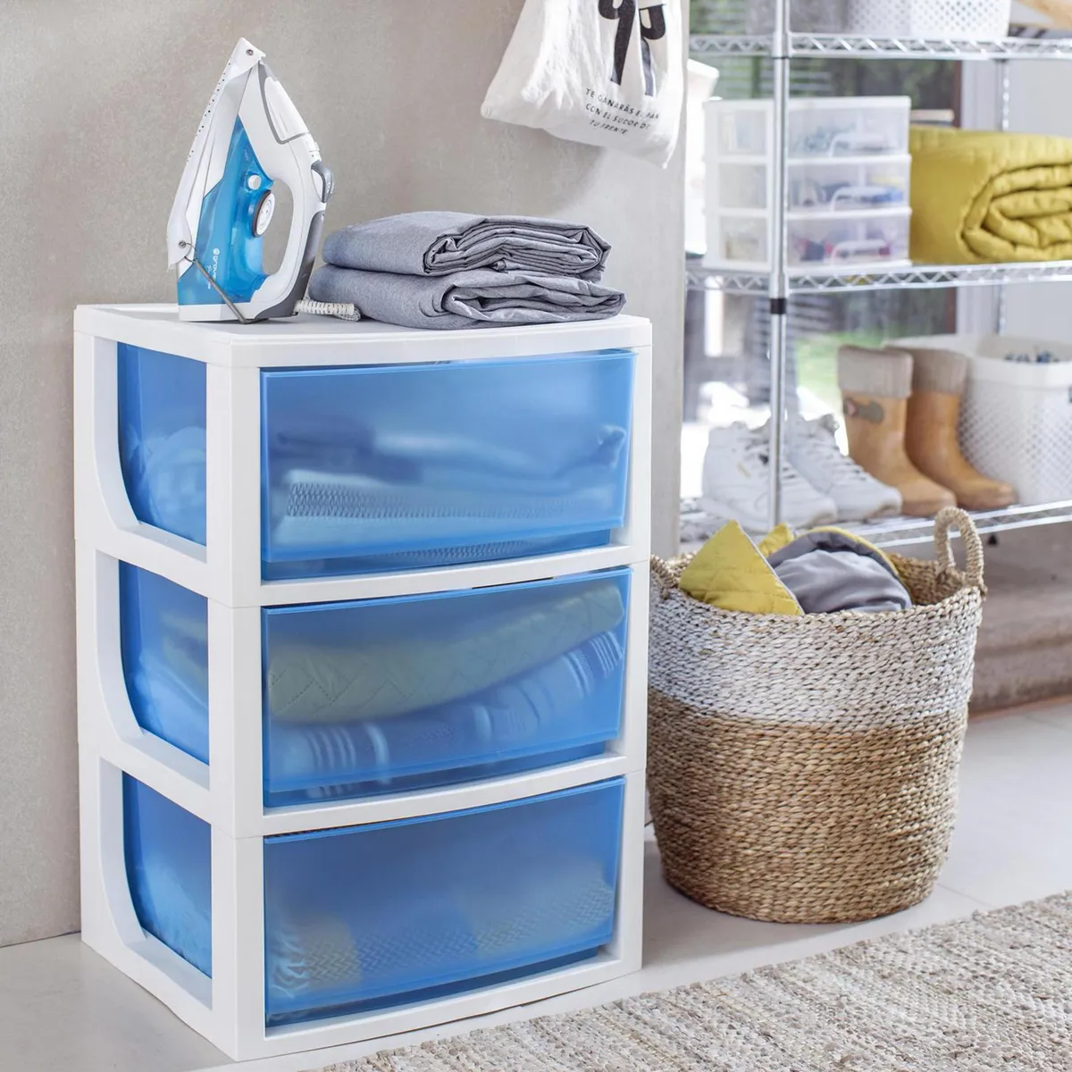 WENCO - Cajonera 50x70x39 cm 136.5 l Blanco/Azul