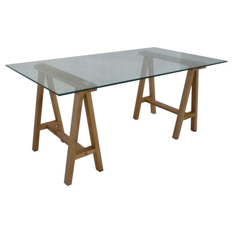 HOMY - Escritorio madera vidrio 140x70x74 cm