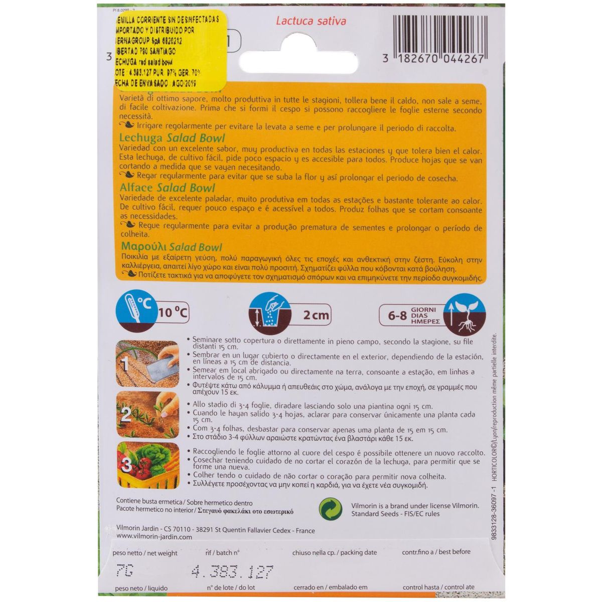 VILMORIN - Semilla Lechuga Salad 3 gr Sachet