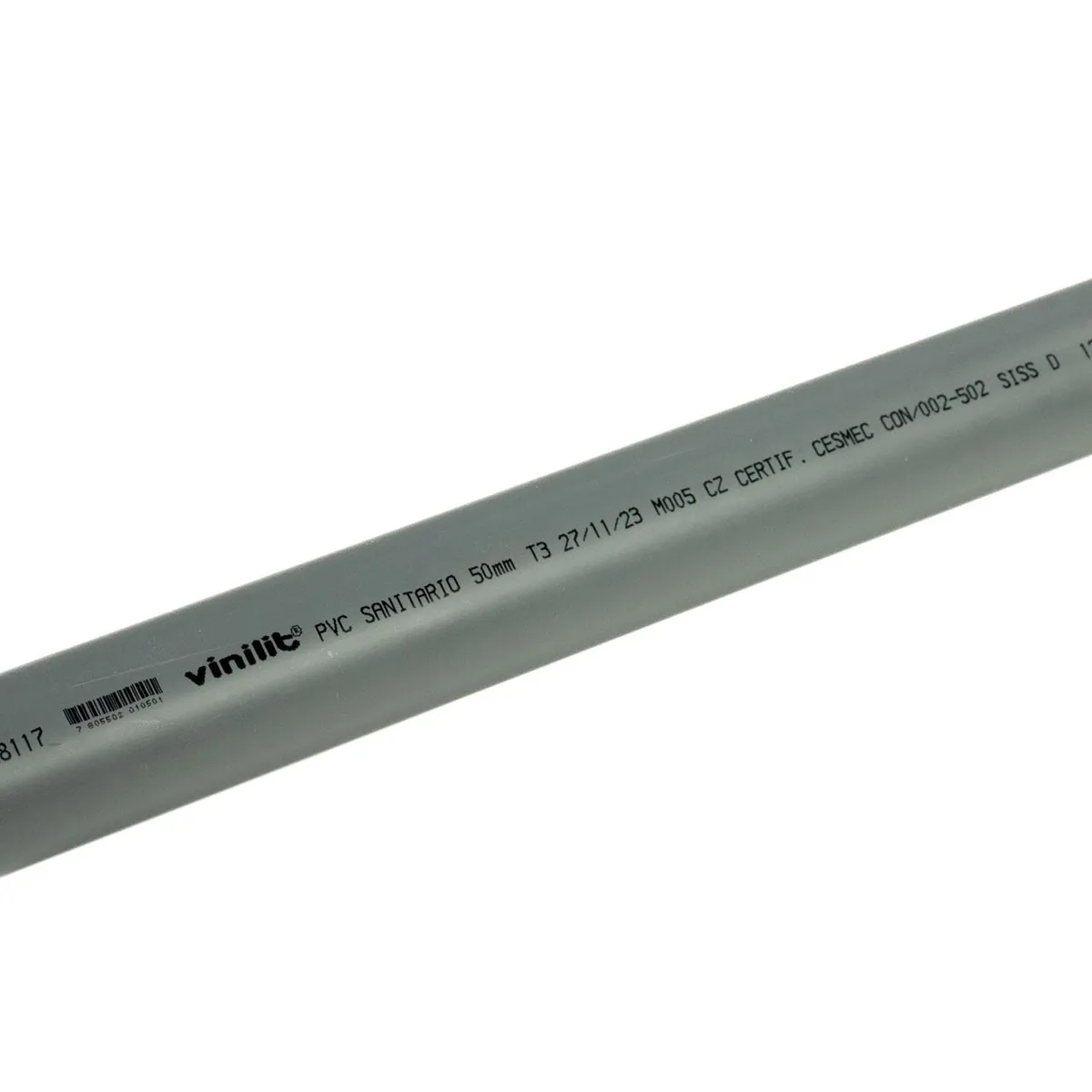 Tubo Cementar Gris PVC Agua 50 mmx1 m, marca VINILIT - Foto Principal