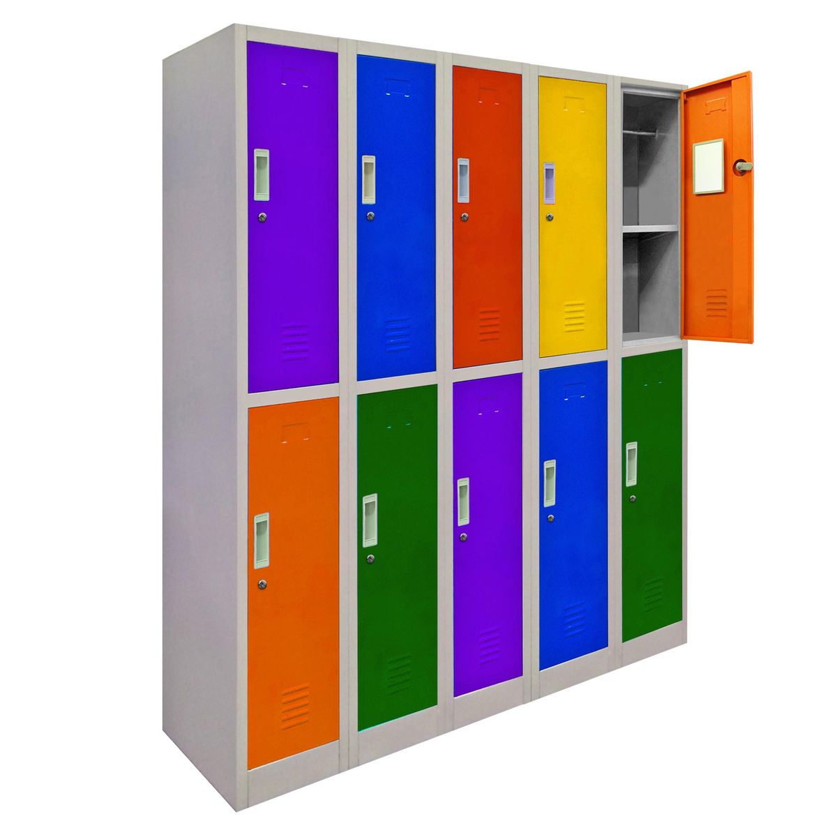 MALETEK - Locker de Oficina con Llave 10 Puerta(s) 10 Repisa(s) 50xx140 cm Multicolor