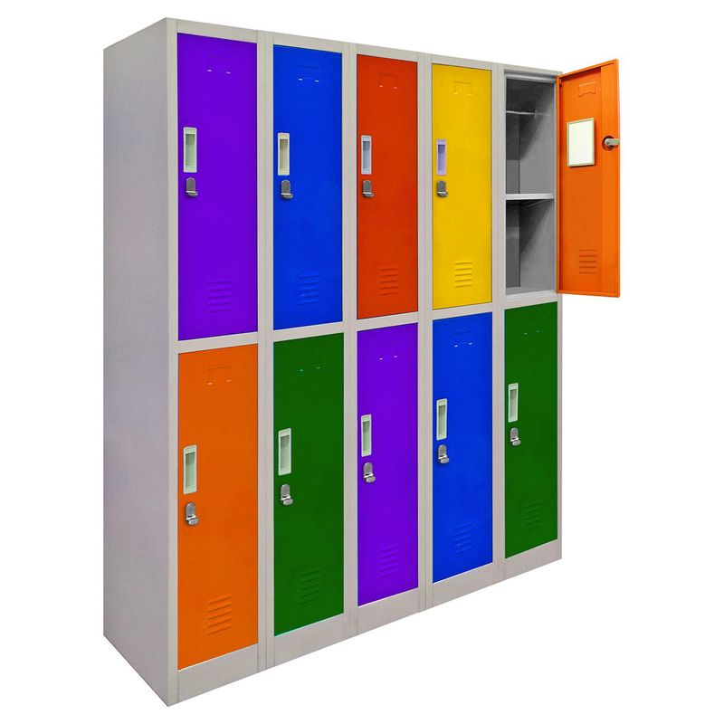 MALETEK - Locker de Oficina con Portacandado 10 Puerta(s) 10 Repisa(s) 50xx140 cm Multicolor