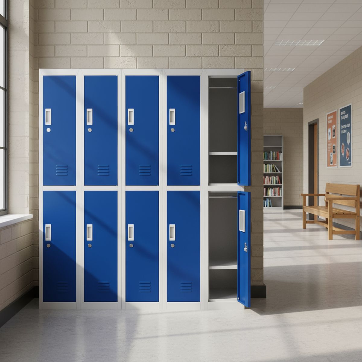 MALETEK - Locker de Oficina con Llave 10 Puerta(s) 10 Repisa(s) 50xx140 cm Azul