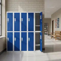 MALETEK - Locker de Oficina con Llave 10 Puerta(s) 10 Repisa(s) 50x166x140 cm Azul