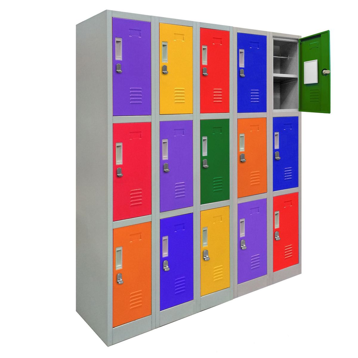 MALETEK - Locker de Oficina con Portacandado 15 Puerta(s) 15 Repisa(s) 50xx140 cm Multicolor