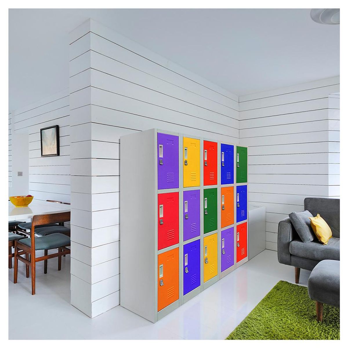 MALETEK - Locker de Oficina con Portacandado 15 Puerta(s) 15 Repisa(s) 50xx140 cm Multicolor