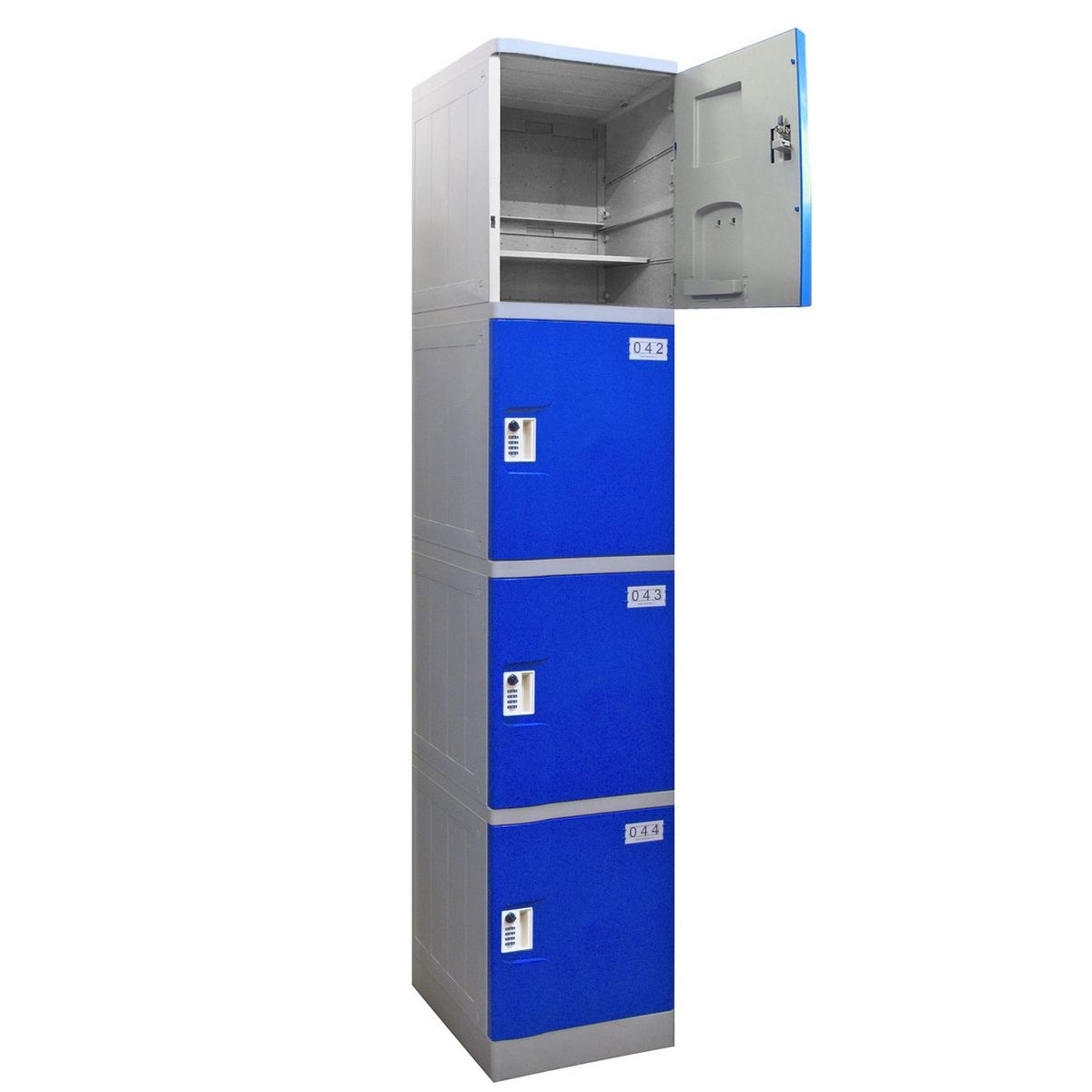 MALETEK - Locker Plástico Abs con Llave 4 Puerta(s) 4 Repisa(s) 38x194x38 cm Azul