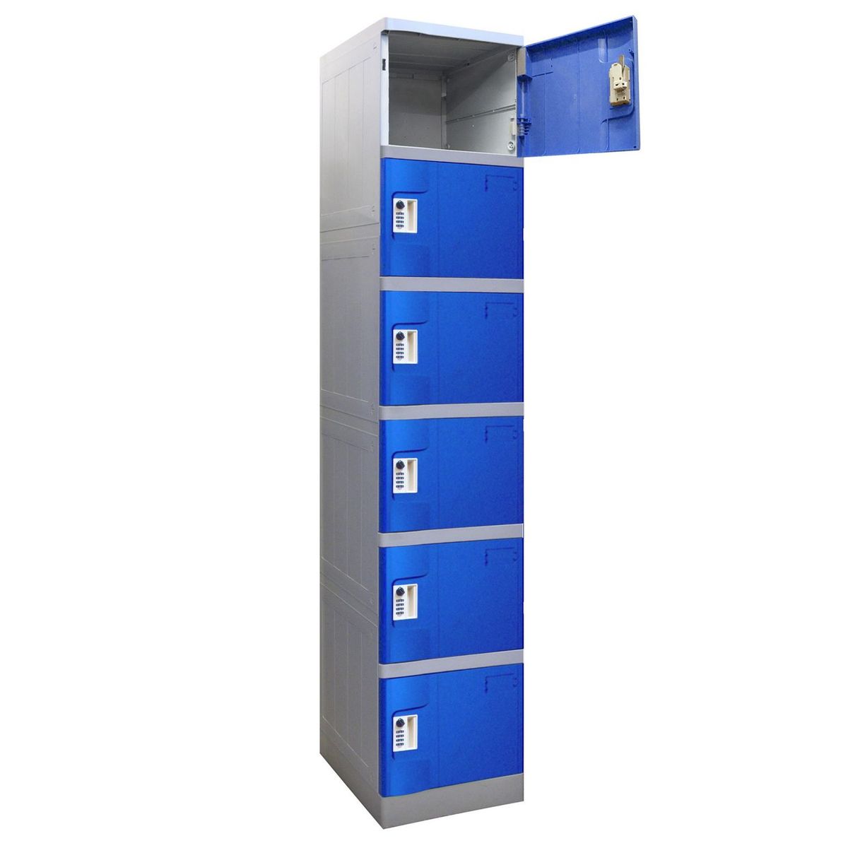 Locker Plástico Abs con Llave 6 Puerta(s) 38x194x38 cm Azul, marca MALETEK - Foto Principal