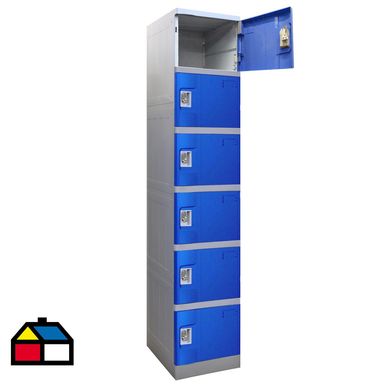 Locker plstico ABS 6 puertas con portacandado