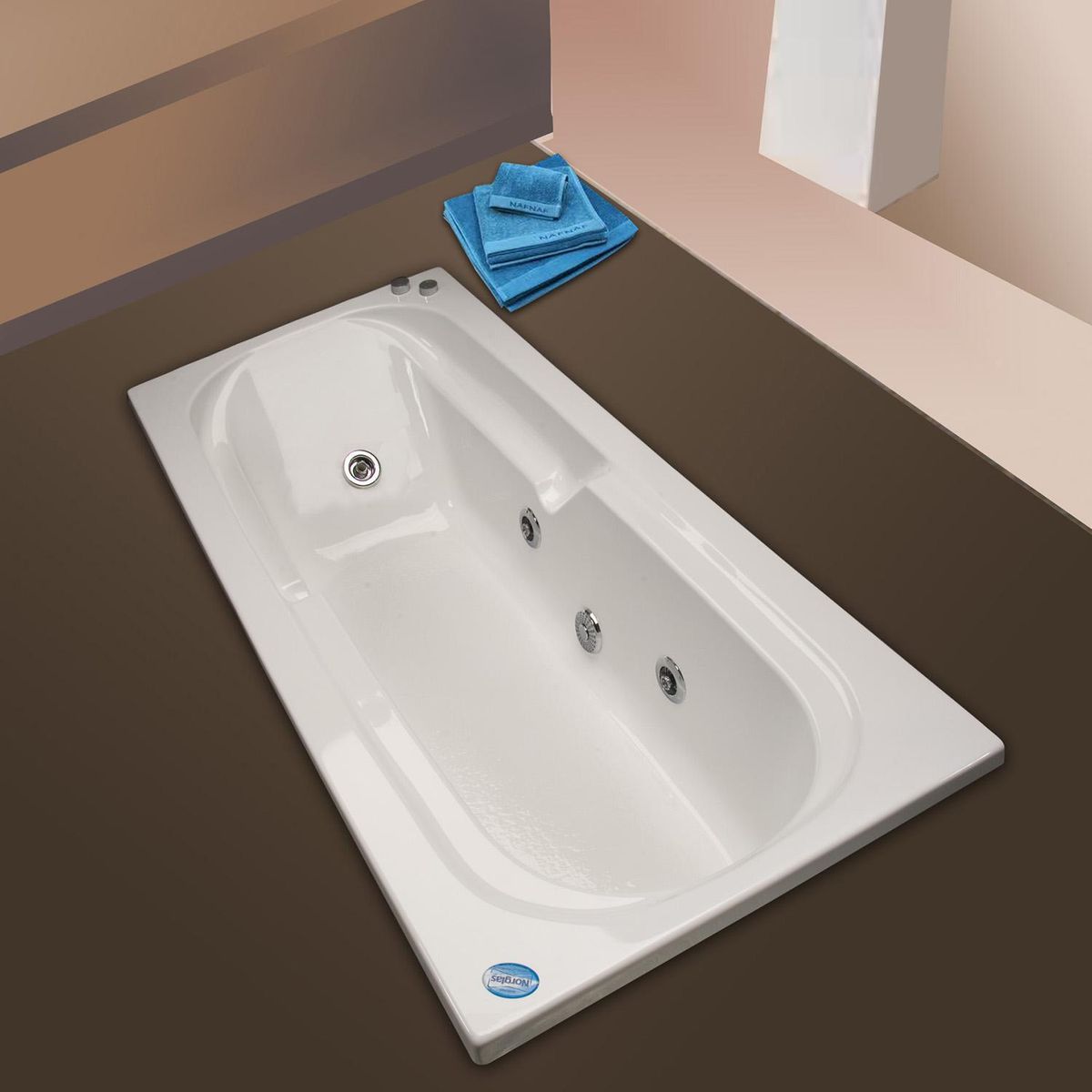 NORGLAS - Tina 170cm x 80cm  hidromasaje Syros 5 jets derecha norglas