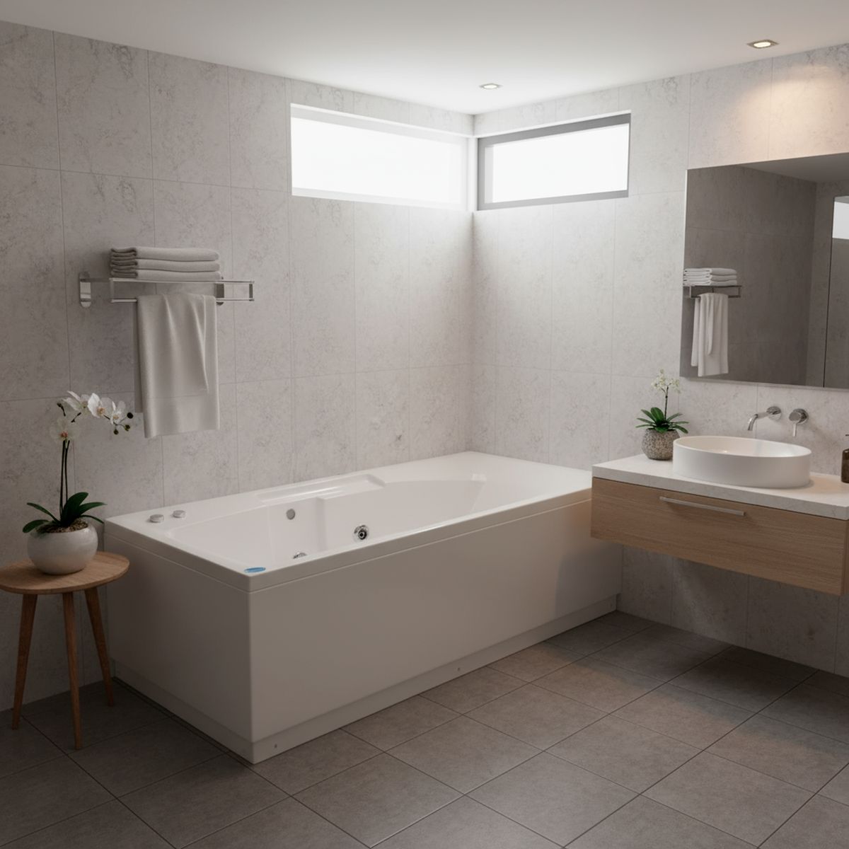 NORGLAS - Tina 181cm x 90cm  hidromasaje Epiro 5 jets derecha norglas