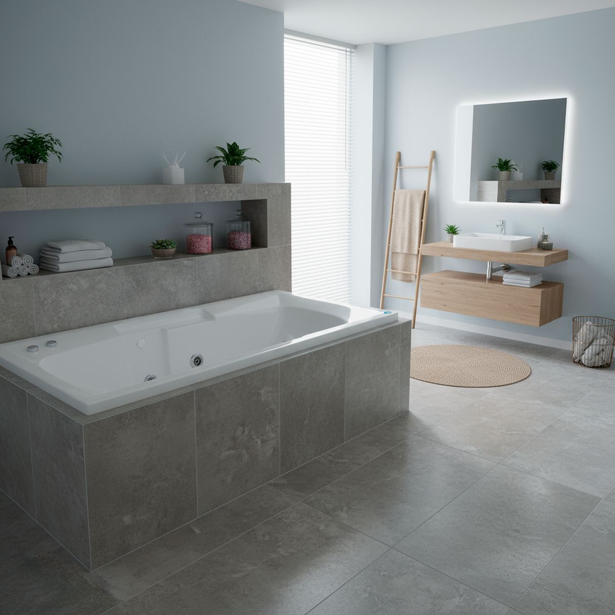 NORGLAS - Tina 181cm x 90cm  hidromasaje Epiro 5 jets izquierda norglas