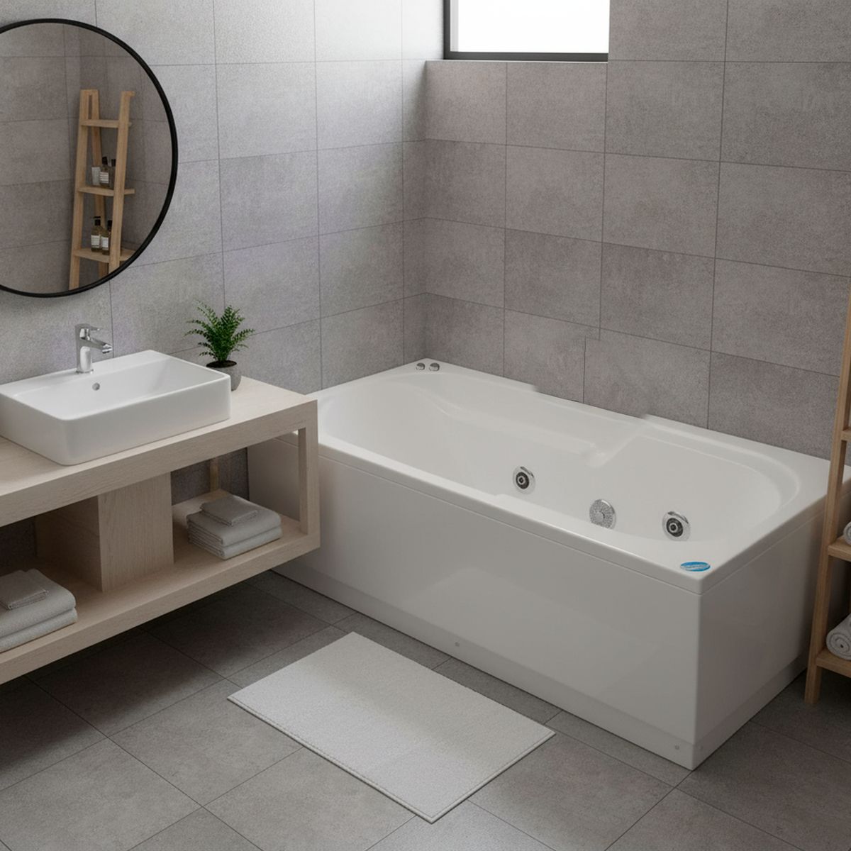 NORGLAS - Tina 153cm x 75cm  hidromasaje Greca 5 jets derecha norglas