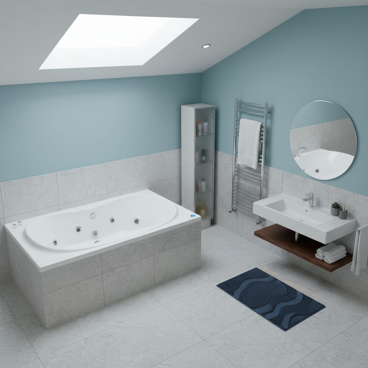 NORGLAS - Tina 183cm x 107cm  hidromasaje Evros 8 jets izquierda norglas