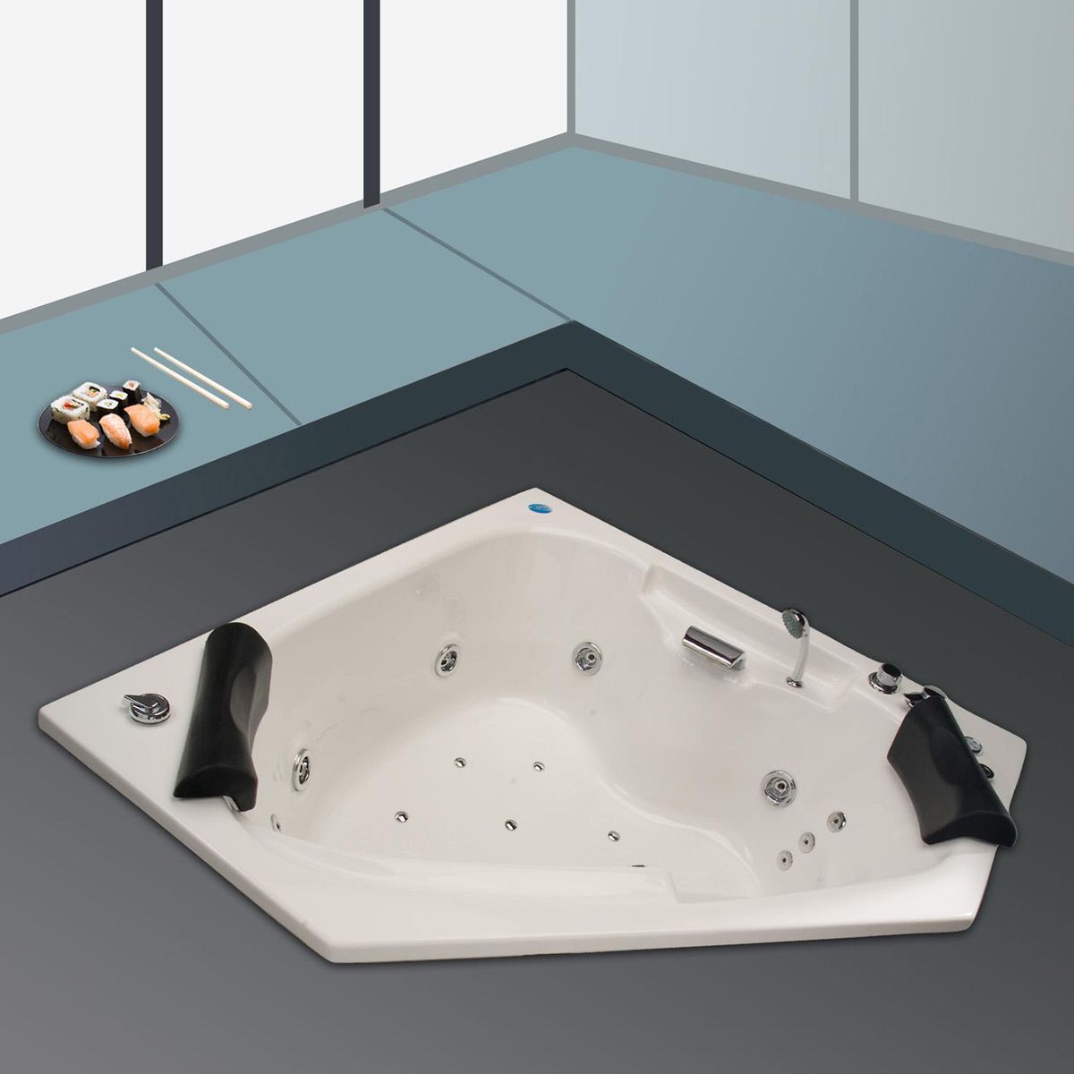 NORGLAS - Tina 140cm x 140cm  hidromasaje Noventta full 6 jets derecha norglas