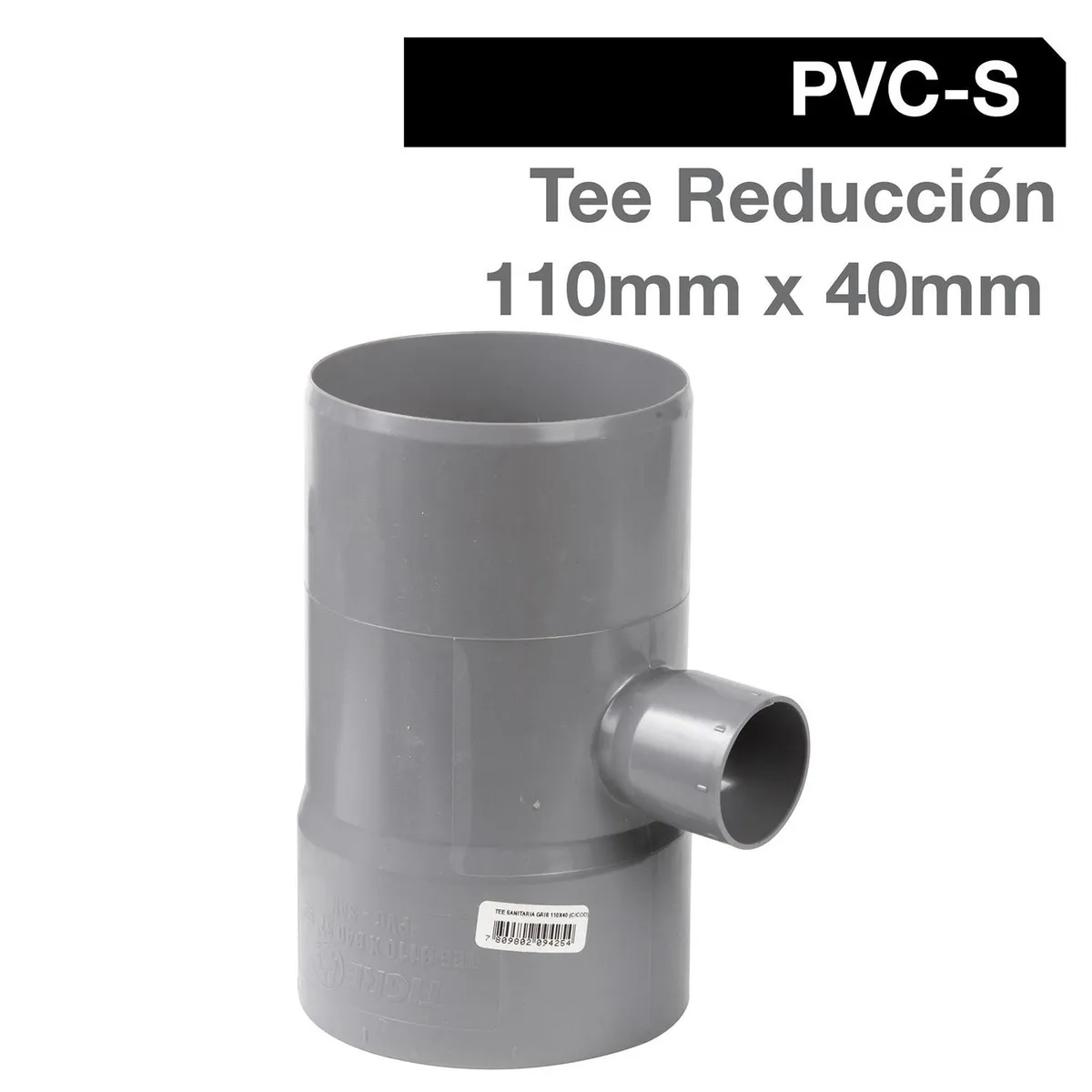 VINILIT - Tee Reducción PVC-S Cementar 110mm x 40mm Gris 1u