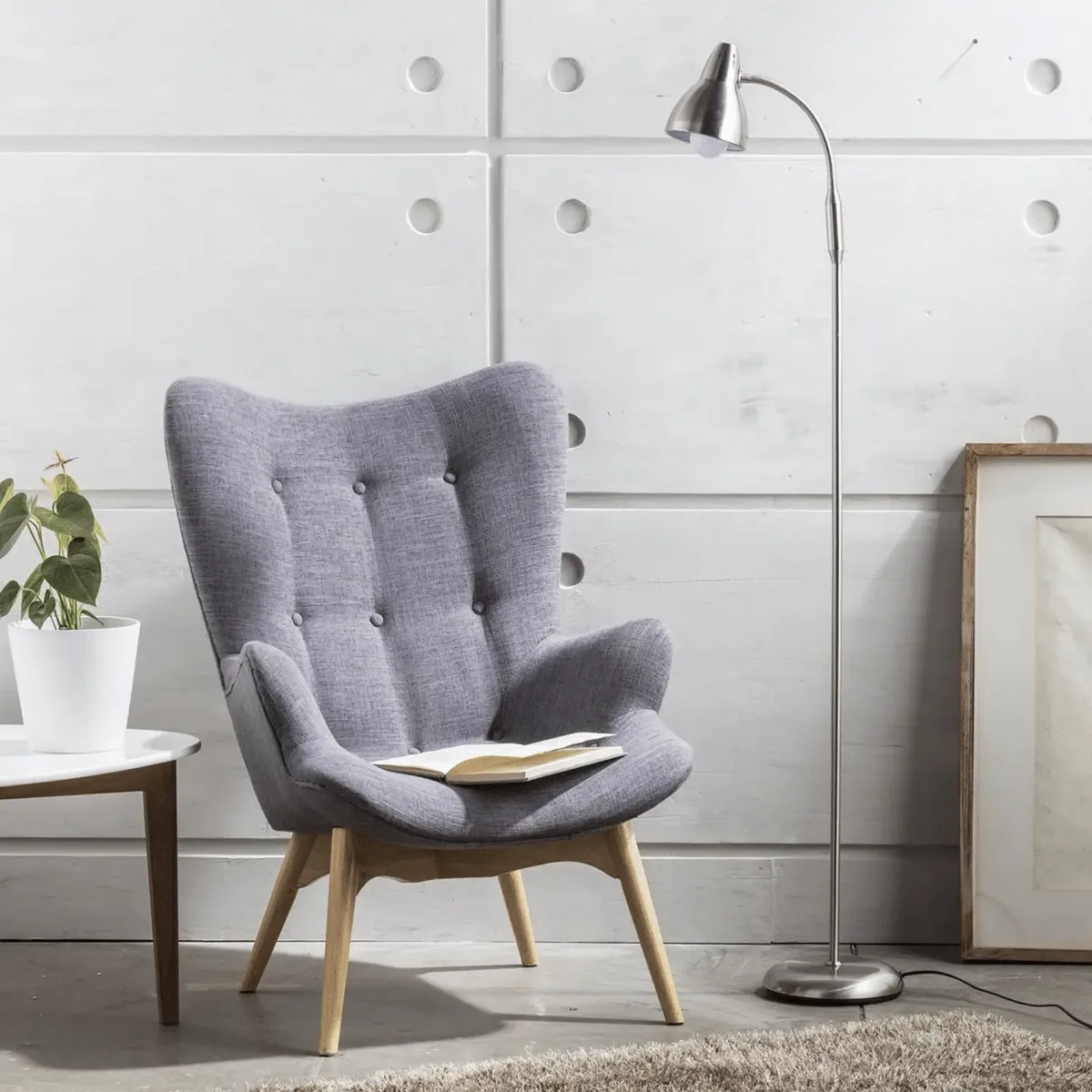 CASA BONITA - Lámpara de Pie Metal Gris 28x155 cm