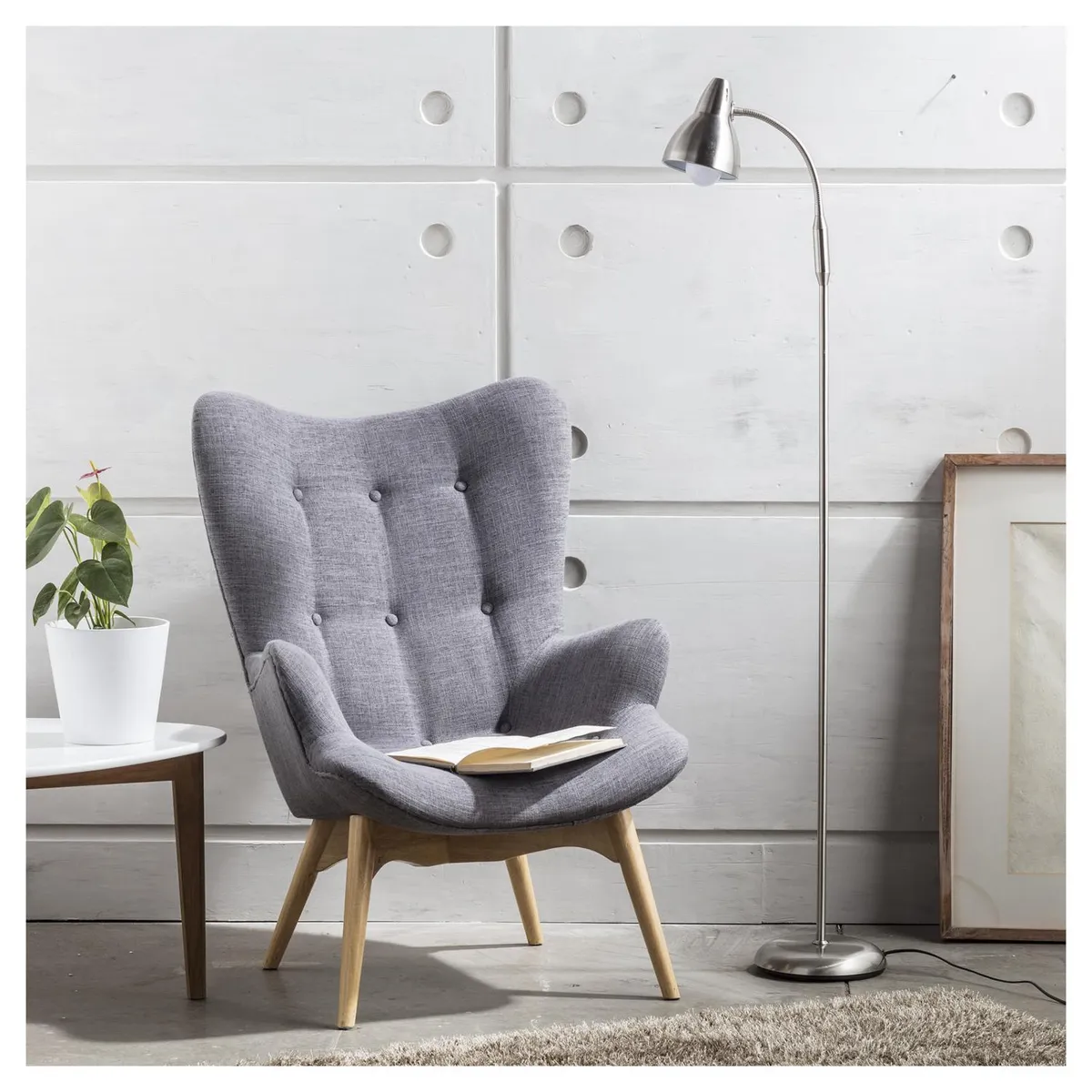 CASA BONITA - Lámpara de Pie Metal Gris 28x155 cm