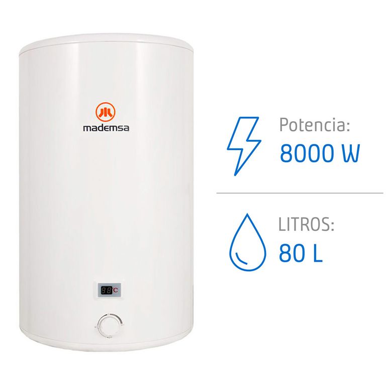 Termo Eléctrico 80 Litros 2000 W de Muro