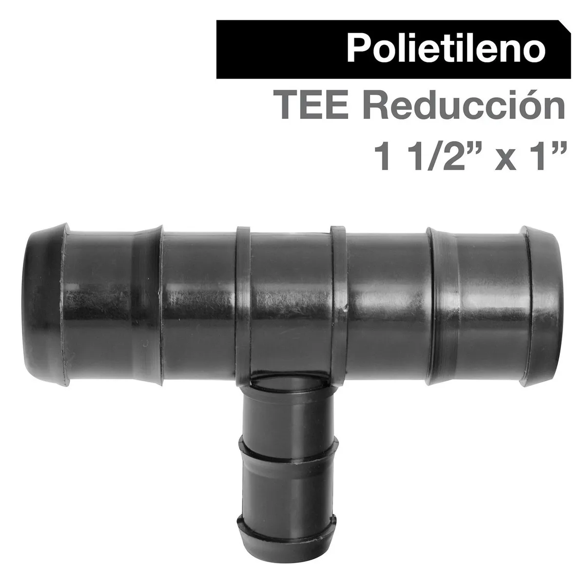 HOFFENS - Tee Reducción Polietileno 1 1/2" x 1" Negro 1u