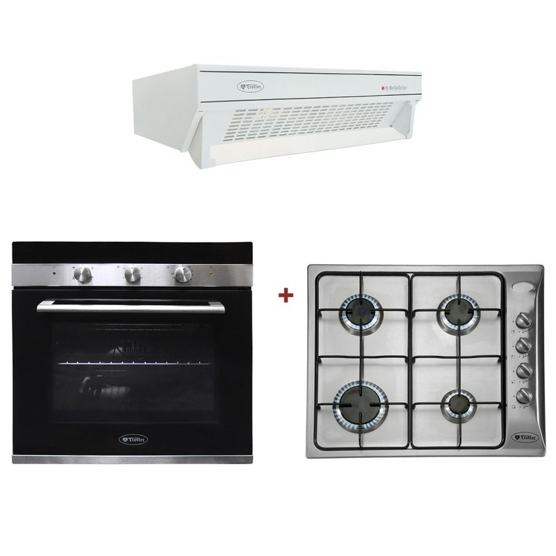 ALBIN TROTTER - Combo encimera 4 quemadores + horno + campana 2380 W.