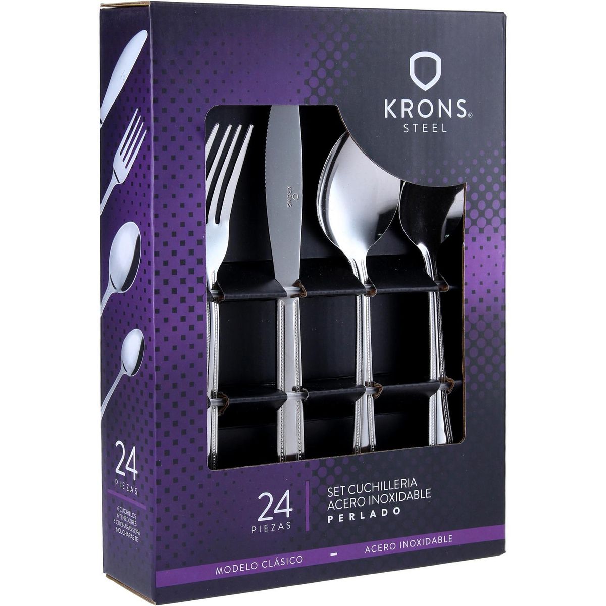 KRONS - Juego de Cubiertos Acero 24 Piezas