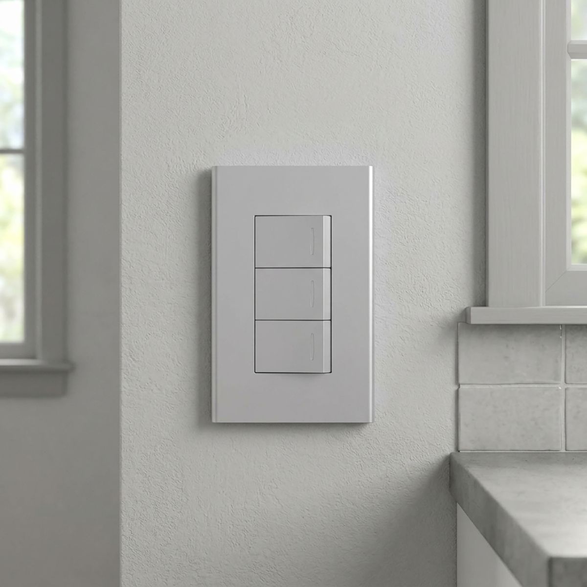 Interruptor triple 9/32 10 A Clio Gris claro, marca HALUX - Foto 2
