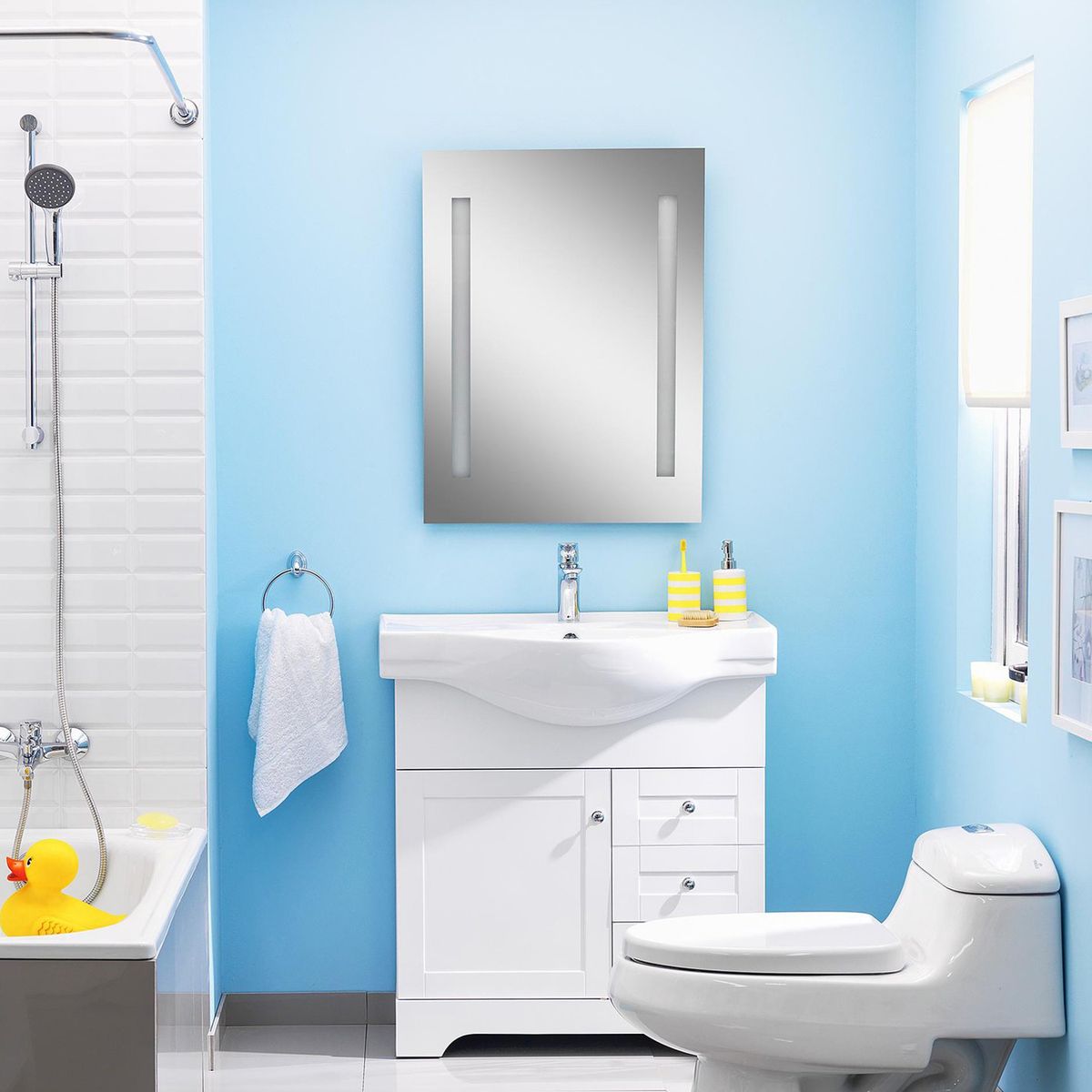 SENSI DACQUA - Espejo para baño con luz LED 60x80x0,5 cm Gris