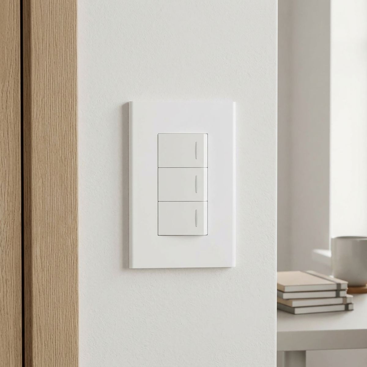 Interruptor triple 9/32 10 A Clio Blanco, marca HALUX - Foto 2